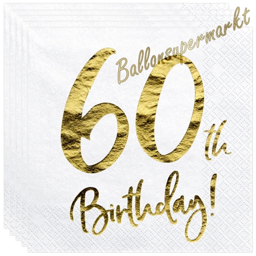 Servietten-60th-Birthday-Gold-Partydekoration-zum-60.-Geburtstag-Tischdekoration