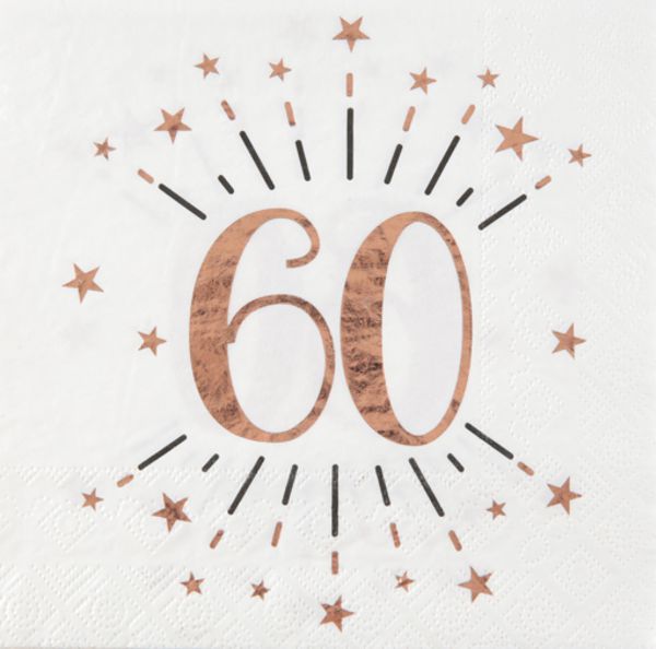 Servietten-Happy-60th-Rosegold-sparkling-Tischdekoration-zum-60.-Geburtstag-Partydekoration