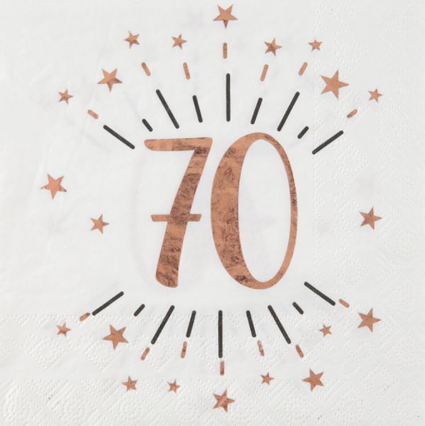 Servietten-Happy-70th-Rosegold-sparkling-Tischdekoration-zum-70.-Geburtstag-Partydekoration