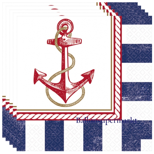 Servietten-Anchors-Aweigh-Partydekoration-Tischdeko-Mottoparty-Maritim-Segeln-Meer