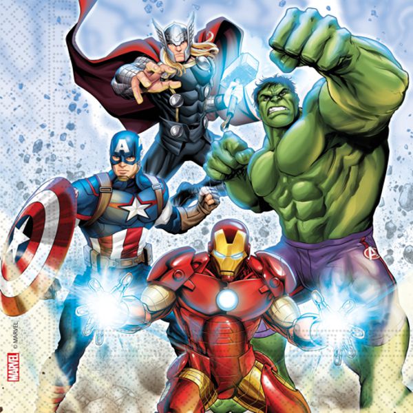 Servietten-Avengers-Tischdeko-Partydekoration-Marvel-Kindergeburtstag-Iron-Man-Hulk-Captain-America-Thor