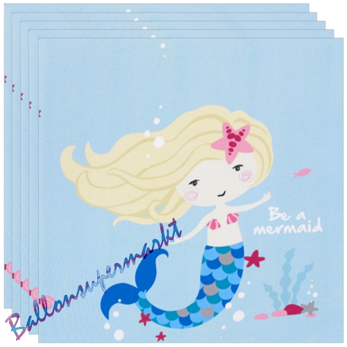 Servietten-Be-a-Mermaid-Partydekoration-Meerjungfrau-Tischdeko-zum-Kindergeburtstag-Geburtstag