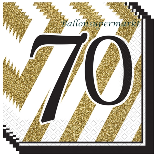 Servietten-Black-and-Gold-70-Dekoration-zum-70.-Geburtstag