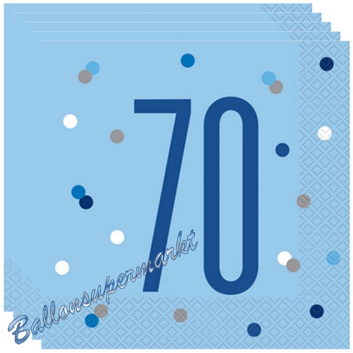 Servietten-Blue-and-Silver-Glitz-70-Partydekoration-zum-70.-Geburtstag-Tischdekoration