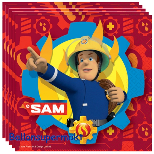 Servietten-Feuerwehrmann-Sam-2017-Partydekoration-Fireman-Sam-Kindergeburtstag