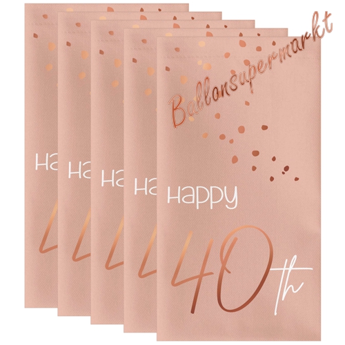 Servietten zum 40. Geburtstag, Elegant Lush Blush 40, 10 Stück