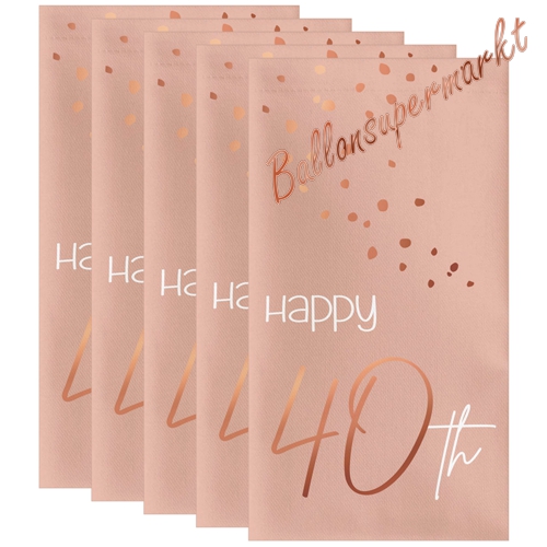 Servietten-Happy-40th-Elegant-Lush-Blush-Tischdekoration-zum-40.-Geburtstag-Partydekoration