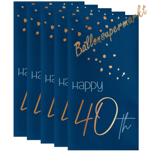 Servietten-Happy-40th-Elegant-True-Blue-Tischdekoration-zum-40.-Geburtstag-Partydekoration