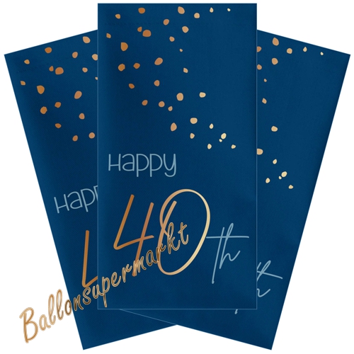 Servietten-Happy-40th-Elegant-True-Blue-Tischdekoration-zum-40.-Geburtstag
