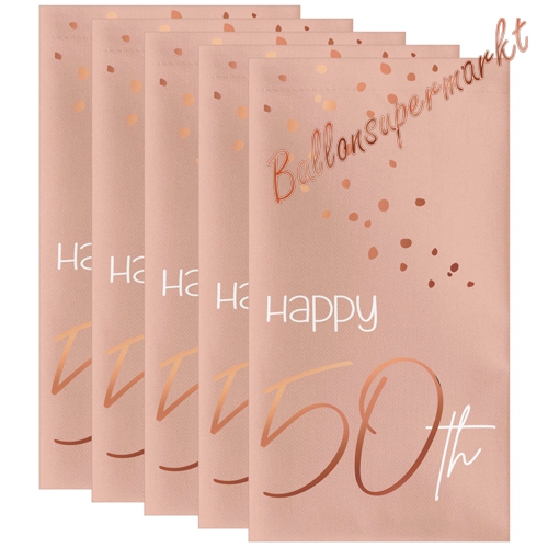 Servietten-Happy-50th-Elegant-Lush-Blush-Tischdekoration-zum-50.-Geburtstag-Partydekoration