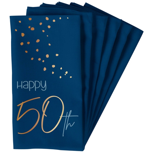 Servietten-Happy-50th-Elegant-True-Blue-Tischdekoration-zum-50.-Geburtstag-Partydeko