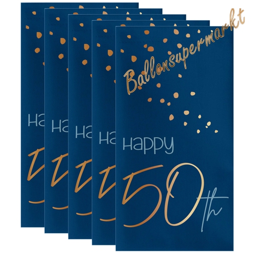 Servietten-Happy-50th-Elegant-True-Blue-Tischdekoration-zum-50.-Geburtstag-Partydekoration