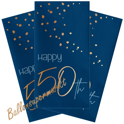 Servietten-Happy-50th-Elegant-True-Blue-Tischdekoration-zum-50.-Geburtstag