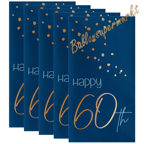Servietten-Happy-60th-Elegant-True-Blue-Tischdekoration-zum-60.-Geburtstag-Partydekoration