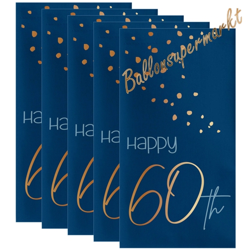 Servietten-Happy-60th-Elegant-True-Blue-Tischdekoration-zum-60.-Geburtstag-Partydekoration