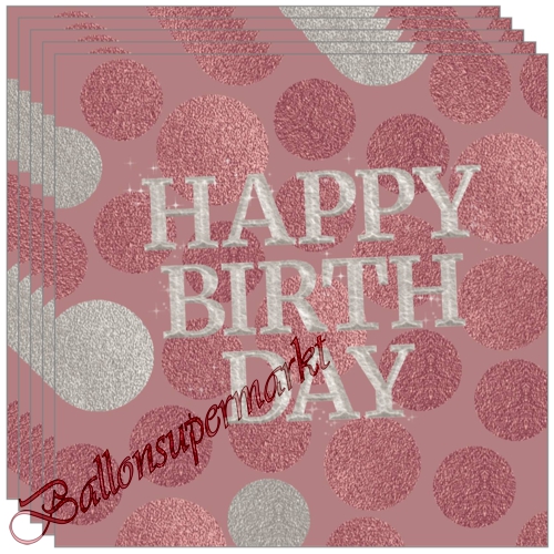 Servietten-Happy-Birthday-Glossy-Pink-Tischdekoration-zum-Geburtstag-Partydekoration
