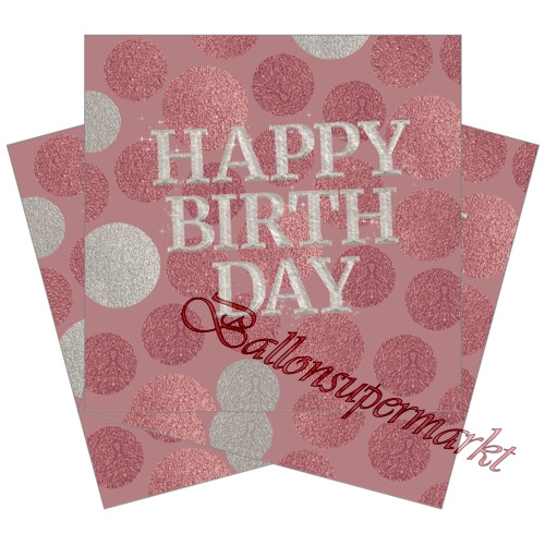Servietten-Happy-Birthday-Glossy-Pink-Tischdekoration-zum-Geburtstag