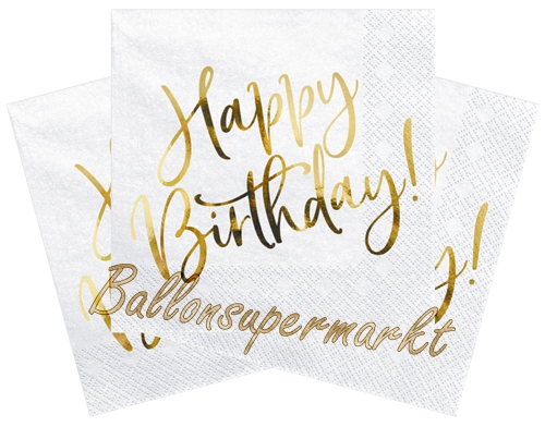 Servietten-Happy-Birthday-Gold-Partydekoration-zum-Geburtstag-Tischdeko