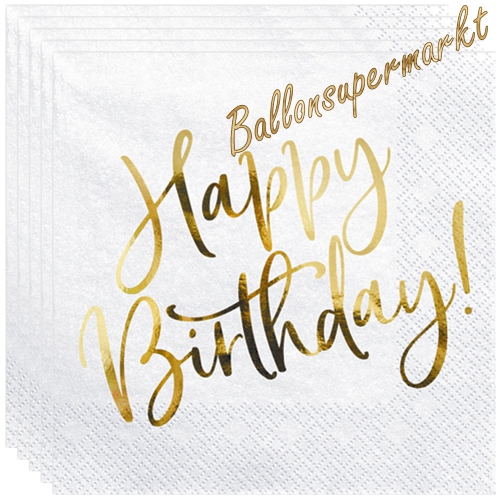 Servietten-Happy-Birthday-Gold-Partydekoration-zum-Geburtstag-Tischdekoration
