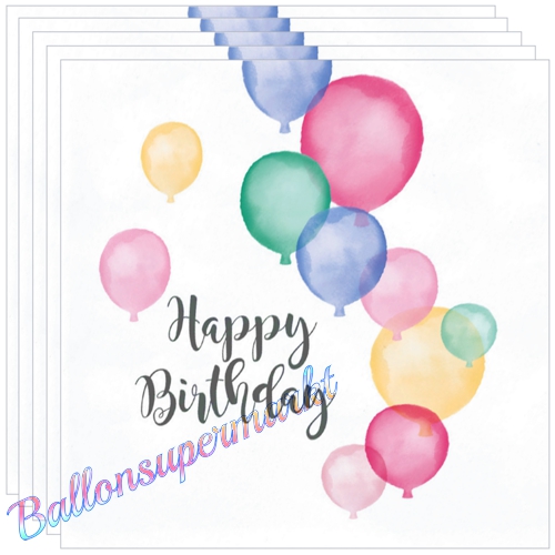 Servietten-Happy-Birthday-Pastell-Partydekoration-Tischdeko-zu-Kindergeburtstag-Geburtstag
