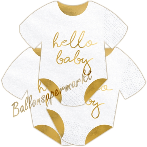 Servietten-Hello-Baby-Body-Strampler-Partydeko-zu-Geburt-Taufe-Babyparty