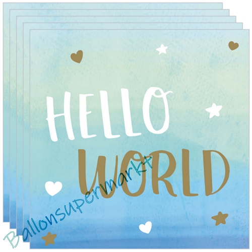 Servietten-Hello-World-Blau-Partydekoration-zu-Geburt-Taufe-Babyparty