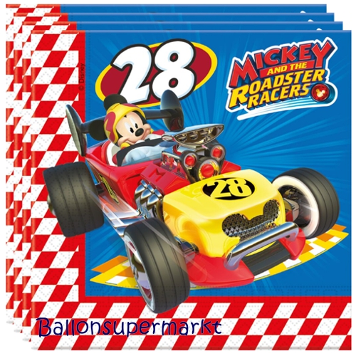 Servietten-Micky-Maus-Roadster-Racers-Partydekoration-Donald-Duck-Kindergeburtstag-Disney