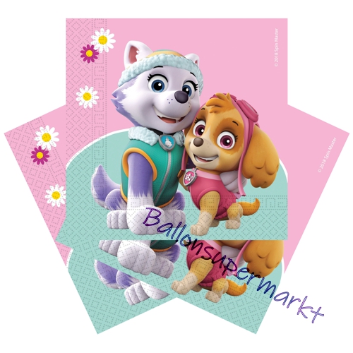 Servietten-Paw-Patrol-Skye-und-Everest-Partydekoration-Tischdeko-zum-Kindergeburtstag-Paw-Patrol-Maedchen