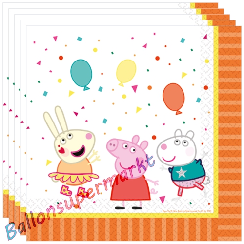Servietten-Peppa-Wutz-Partydekoration-Tischdeko-zum-Kindergeburtstag-Peppa-Pig-Geburtstagsdeko
