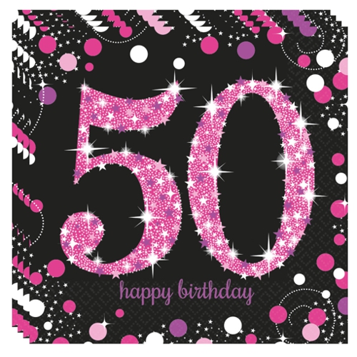 Servietten-Pink-Celebration-50-Dekoration-zum-50.-Geburtstag