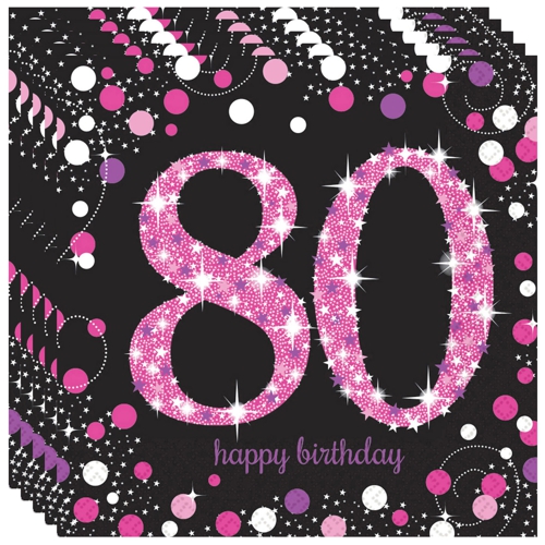 Servietten-Pinkg-Celebration-80-Dekoration-zum-80.-Geburtstag