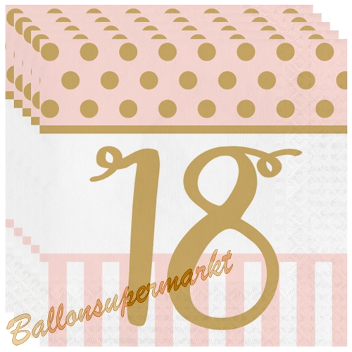 Servietten-Pink-Chic-Birthday-18-Partydeko-Tischdekoration-zum-18.-Geburtstag