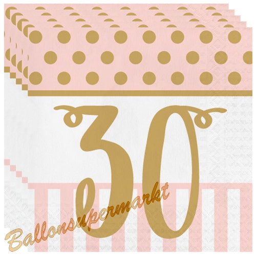 Servietten-Pink-Chic-Birthday-30-Partydeko-Tischdekoration-zum-30.-Geburtstag