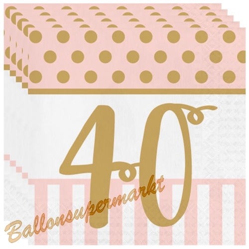 Servietten-Pink-Chic-Birthday-40-Partydeko-Tischdekoration-zum-40.-Geburtstag