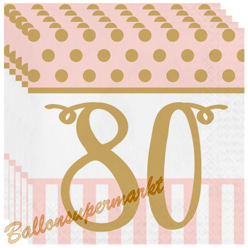 Servietten-Pink-Chic-Birthday-80-Partydeko-Tischdekoration-zum-80.-Geburtstag