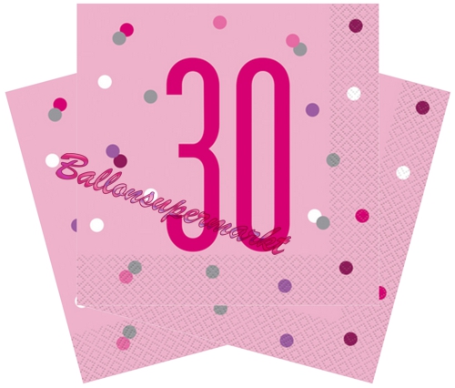 Servietten-Pink-and-Silver-Glitz-30-Partydekoration-zum-30.-Geburtstag-Tischdeko
