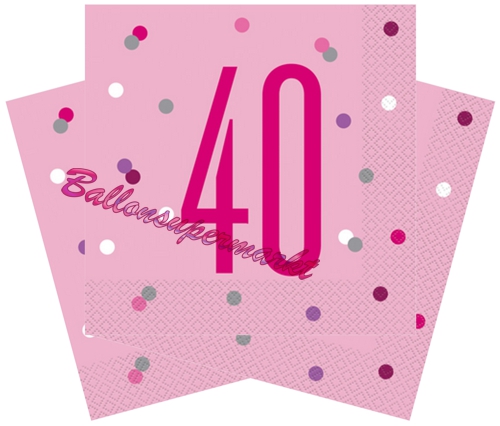 Servietten-Pink-and-Silver-Glitz-40-Partydekoration-zum-40.-Geburtstag-Tischdeko