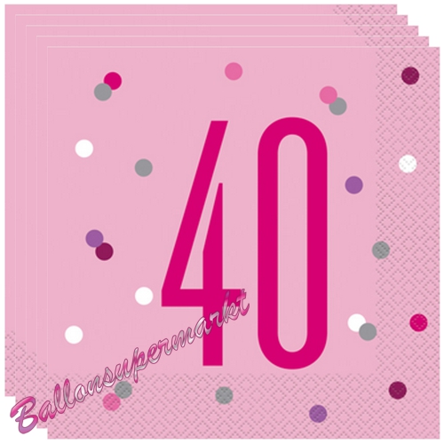 Servietten-Pink-and-Silver-Glitz-40-Partydekoration-zum-40.-Geburtstag-Tischdekoration