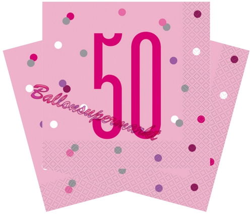 Servietten-Pink-and-Silver-Glitz-50-Partydekoration-zum-50.-Geburtstag-Tischdeko
