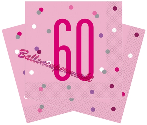 Servietten-Pink-and-Silver-Glitz-60-Partydekoration-zum-60.-Geburtstag-Tischdeko