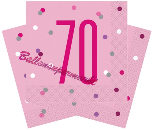 Servietten-Pink-and-Silver-Glitz-70-Partydekoration-zum-70.-Geburtstag-Tischdeko