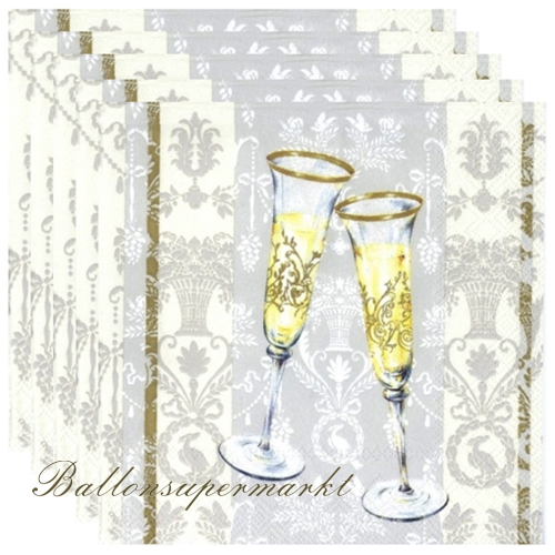 Servietten-Sparkle-and-Fizz-Sektglaeser-Partydekoration-Silvester-Geburtstag-Hochzeit