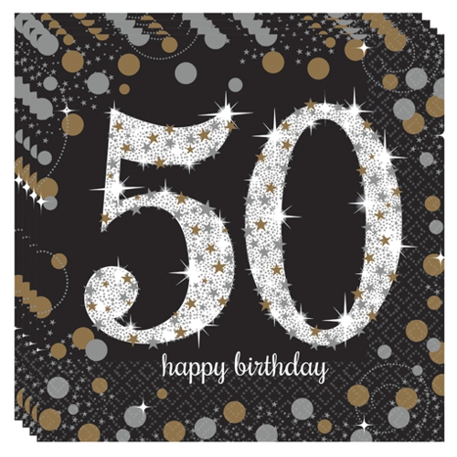 Servietten-Sparkling-Celebration-50-Dekoration-zum-50.-Geburtstag