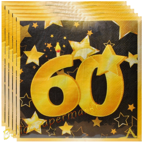 Geburtstag Party Servietten schwarz gold Zahlenservietten Tisch Dekoration 60 
