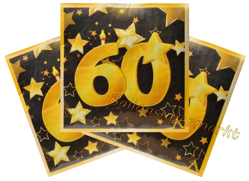 Servietten-Zahl-60-Schwarz-Gold-Partydekoration-zum-60.-Geburtstag