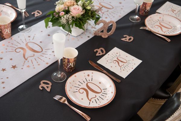 Servietten-Happy-20th-Rose-Gold-Tischdekoration-zum-30.-Geburtstag-Partydeko