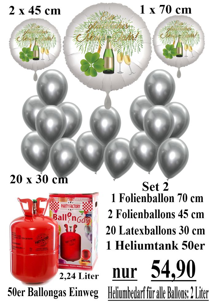 Set-2-Einweg-Helium-mit-Silvester-Luftballons-Glueckliches-Neues-Jahr