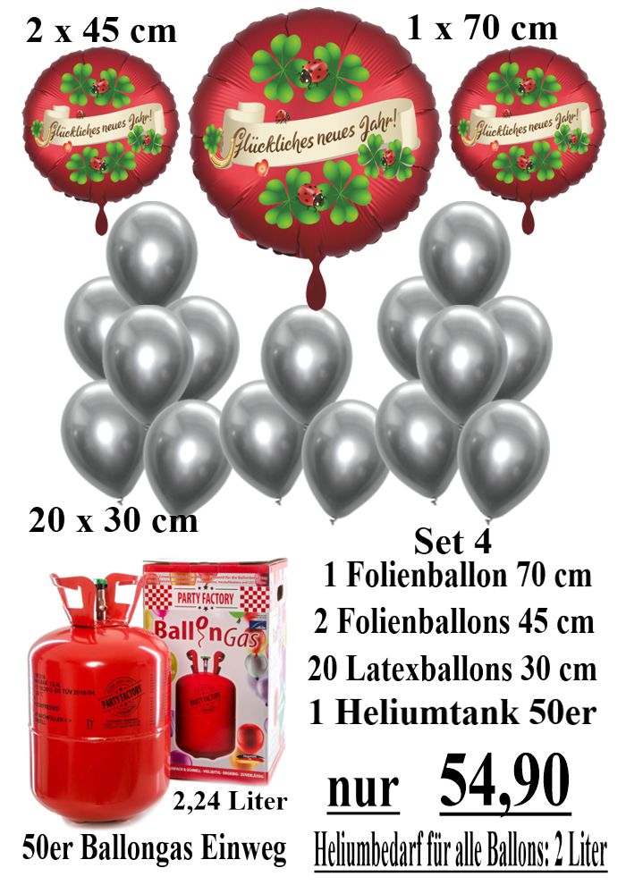 Set-4-Einweg-Helium-mit-Silvester-Luftballons-Glueckliches-Neues-Jahr.