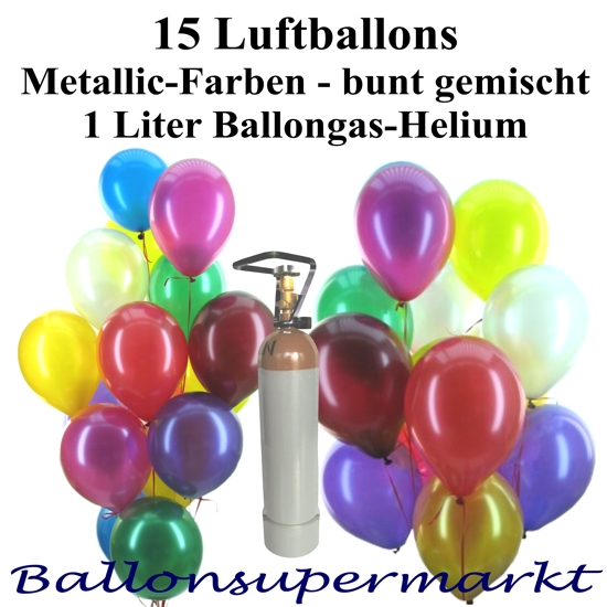 Set-Ballons-Helium-15-Luftballons-Metallicfarben-1-Liter-Helium