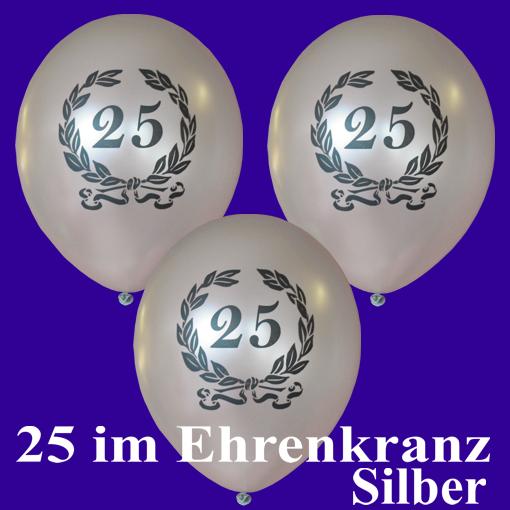 Luftballons zum 25. Jahrestag, Jubiläum 25, Silberne Hochzeit
